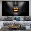 Scandinavian Classic Fashion Wall Art Golden Lips Sexy Woman Portrait HD Canvas Poster Print Home Bedroom Living Room Decoration