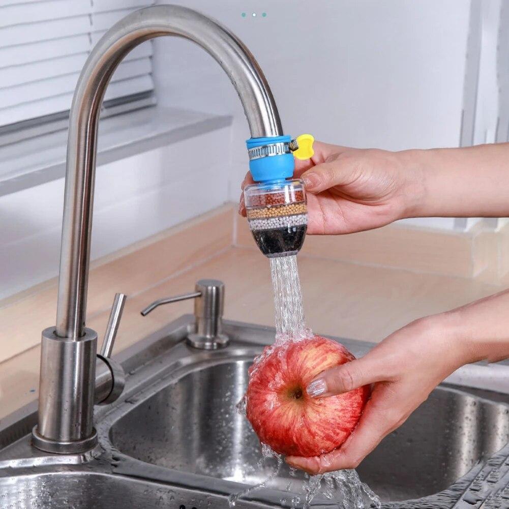 Фильтр с креплением на кран, бытовой водосберегающий спринклер, вращающийся 6-слойный очиститель проточной воды, защита от брызг для кухонной раковины