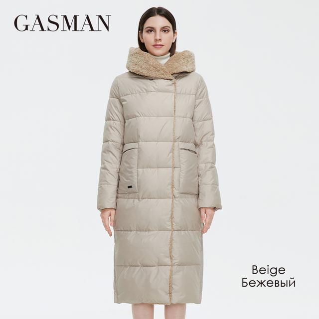 Gasman 2021 женская зимняя куртка, длинная куртка из искусственного меха с овечьими завитками, дизайнерское женское пальто, ветрозащитная шапка, женская куртка с большим карманом 81716