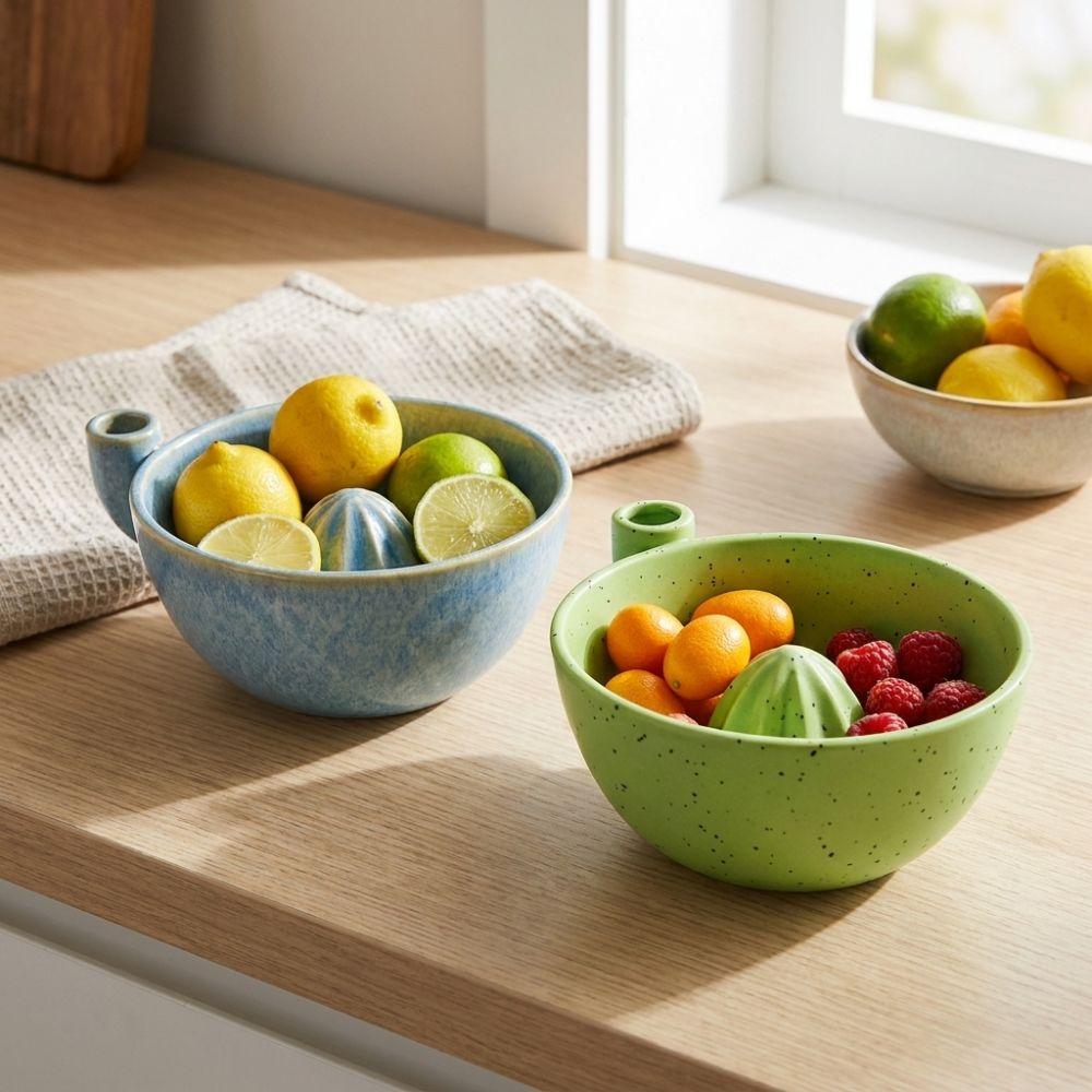 Ceramic Berry Swirl Washing Bowl Drain Spout Berry Strainer Basket Cleaning Vegetables