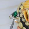Malachite Gemstone Ring, Handmade Boho Designer Ring, Statement Ring, Gift For Her, Anniversary Gift, Silver Jewelry