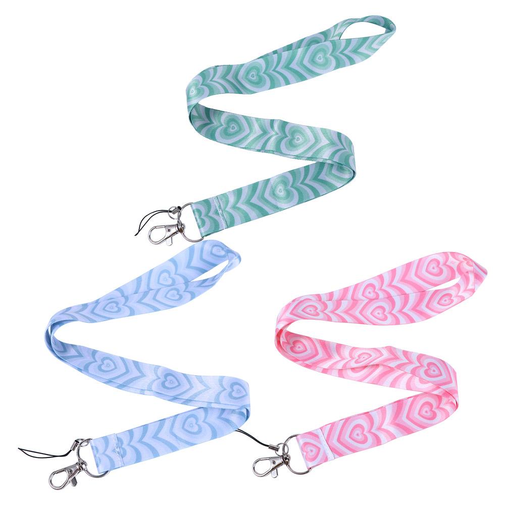 Phone Strap Key Ring Holder Heart Lanyard ID Card Pass Hang Rope Badge Holder Love Neck Strap