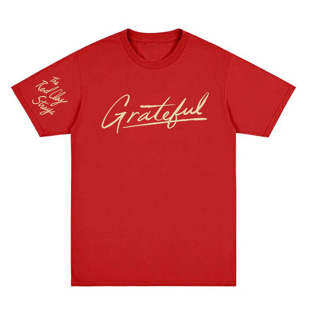The Red Clay Strays 2026 New Albums Grateful T-shirt Cotton Graphic Print Tees Fashion Women Men Casual Round Neck Tops Summer
