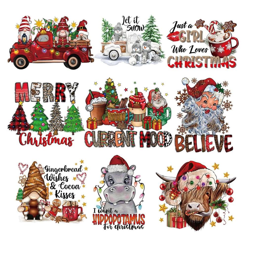 Рождественские нашивки, зимние наклейки, художественные ремесла, глажка одежды, аппликация, термоклейкая передача, аксессуары «сделай сам», утюг на переносе, подарок