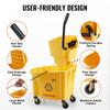 Mop Bucket with Wringer, 35 Qt. Commercial Mop Bucket with Side Press Wringer, Side-Press Mop Bucket and Wringer Combo on Wheels, for