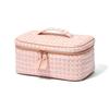 Tweed Vanity Makeup Cosmetics Pouch, Pink, Small, Box,