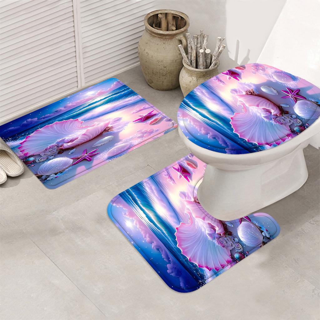 1/4 шт. Роскошный пляжный комплект водонепроницаемых занавесок для душа, декоративный набор для ванной комнаты, нескользящий коврик для унитаза, коврик для ванной и 12 крючков