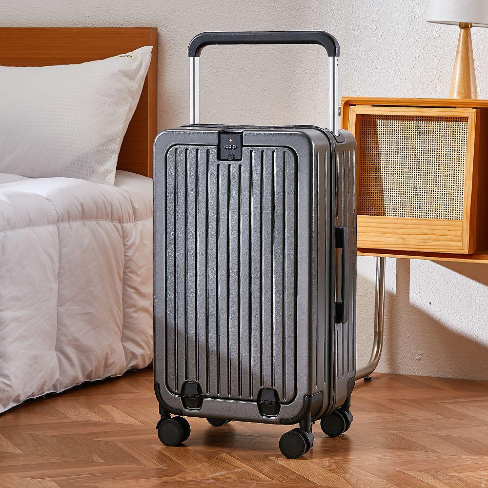 Бесплатная доставка: 20-дюймовые и 24-дюймовые многофункциональные чемоданы на колесах с передним открыванием и широкими ручками