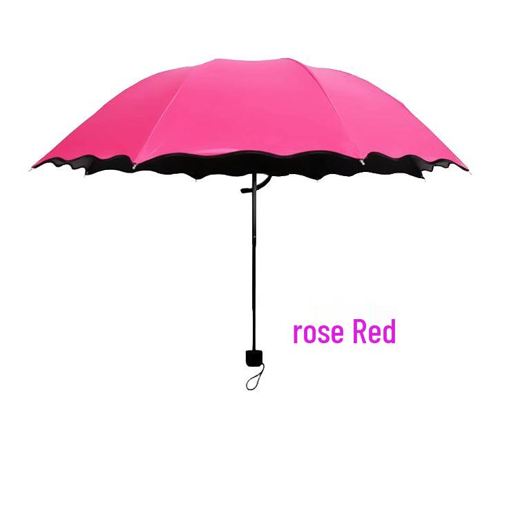 Цветущий зонт с оборками: Солнцезащитный козырек и защита от УФ-лучей, черное покрытие, зонт от солнца для дождя и солнца. Опция с пользовательским логотипом.