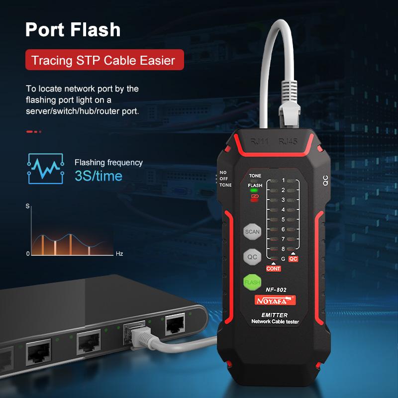 NOYAFA NF-802 Network Cable Tester RJ11 RJ45 Multifunction Wire Tracer Cat5 Cat6 LCD Display Measure Tester Network Tools