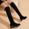 Ladies Shoes 2024 Plus Size Knee-High Women's Boots Casual Modern Boots Women Sewing Round Toe Med Heel Back Lace-up Shoes Women