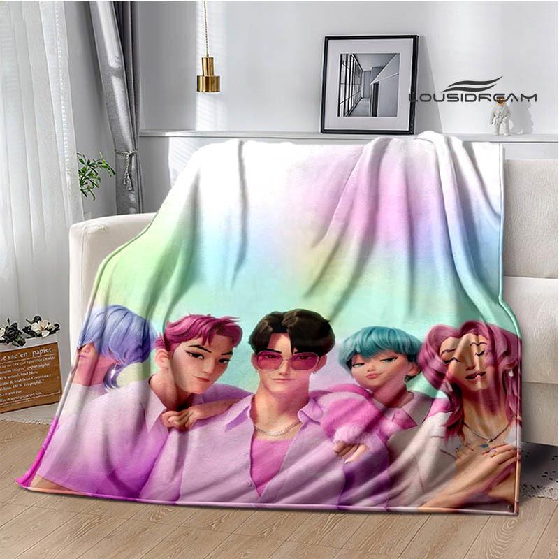 KPop Demon Hunters Cartoon printed blanket Picnic blanket Warm Flannel blankets Home bed linings blankets for beds Birthday Gift