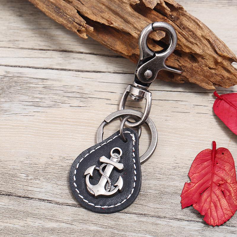 Ретро Бронзовый Сплав и Натуральная Кожа Мужской Брелок - Европейский и Американский Стиль