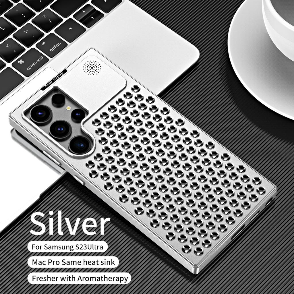 S24 Ultra Aromatherapy Aluminum Metal Magnetic Case For Samsung Galaxy S22 S23 Ultra Heat Dissipation Shockproof Armor Cover