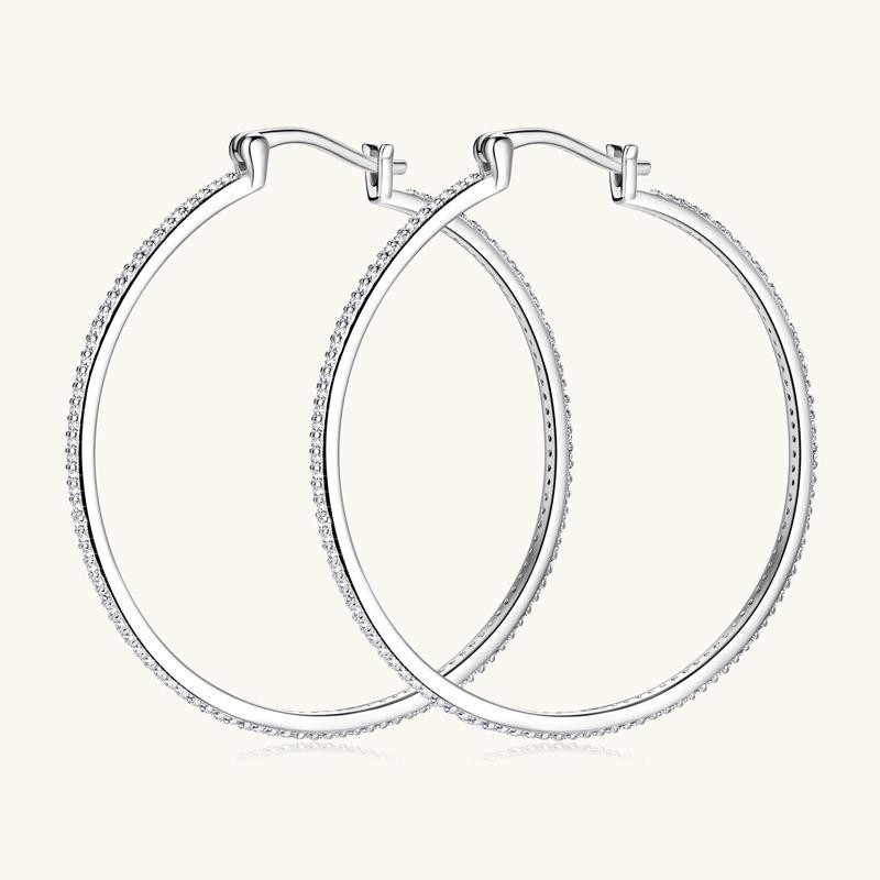 Silvere Glam Европейские и американские новые серьги-муассаниты в стиле Ins, крупные серьги в стиле хип-хоп, серьги из стерлингового серебра