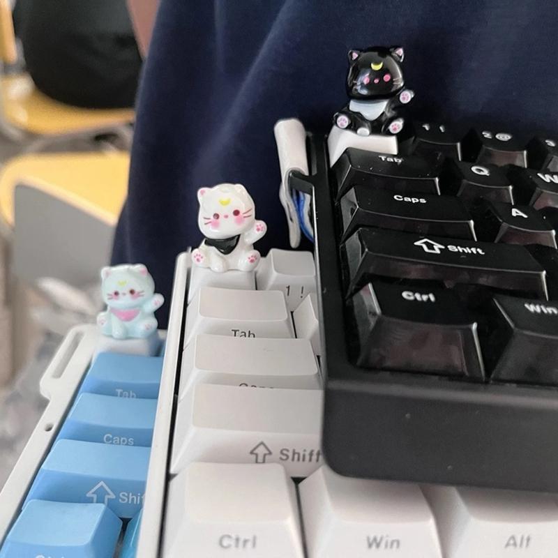3D механические клавиатуры Креативные мультяшные головы кошек Игровые клавиатуры Колпачки для клавиш для офисного снятия стресса