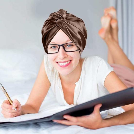 Adjustable Knotted Satin Hair Bonnet Double Layer Hair Wrap Women Hair Care Turban Satin Sleep Hat for Curly Straight Hair