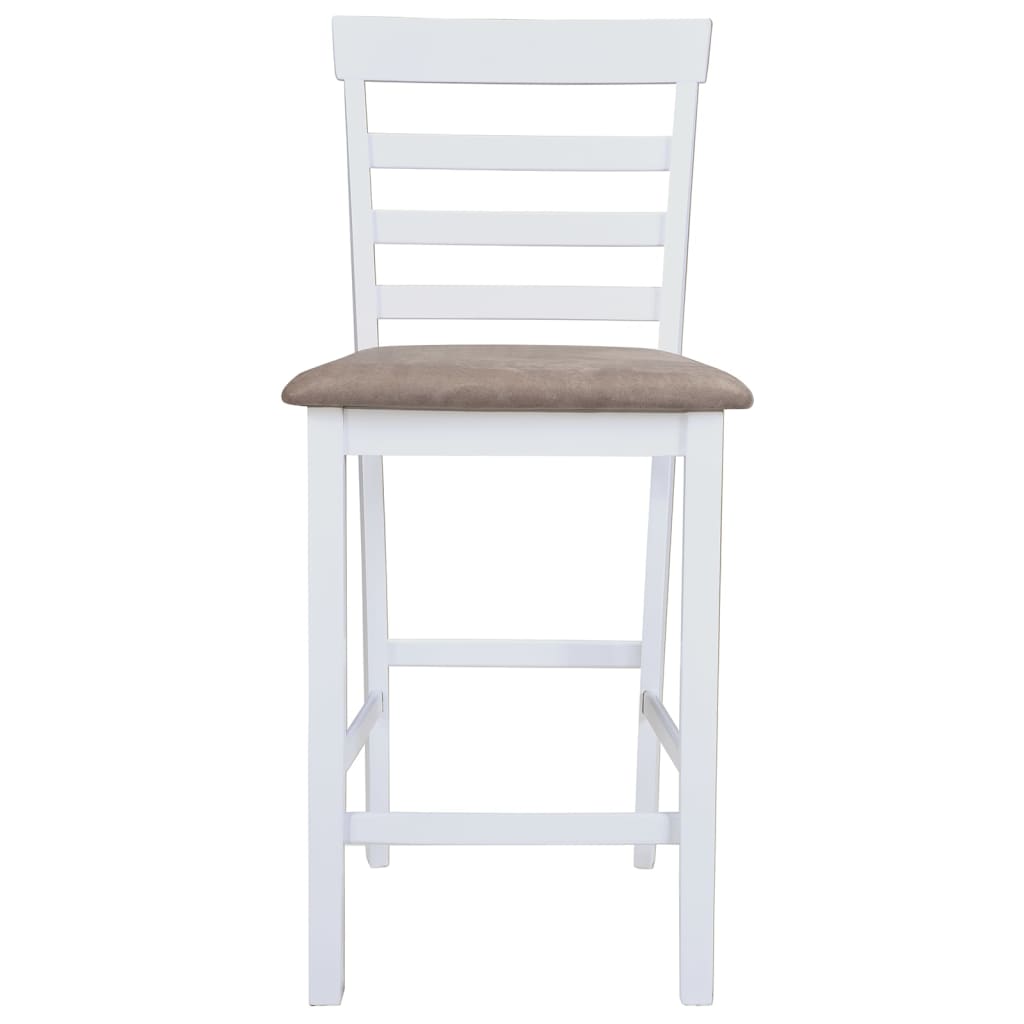 Bar Stool Set of 2 White Fabric