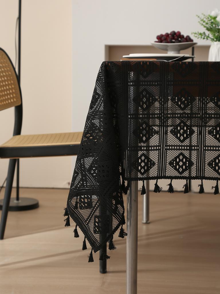 Вязаная скатерть в стиле ретро, кружевная зеленая ажурная скатерть, винтажная вязаная круглая скатерть в американском стиле, кружевной скатерть на стол