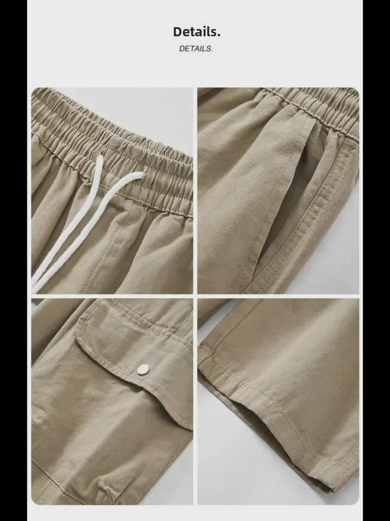 Однотонный мужской японский прямой комбинезон - модный гонконгский стиль, свободный крой, широкие повседневные брюки с карманами