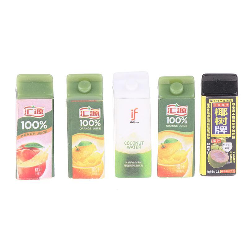 5Pcs 1/12 Dollhouse Simulation Fruit Juice Model Dollhouse Miniature Drinks Bottle Dolls House Kitchen Play Toys Accessories