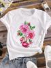 (Азиатский размер) Женская футболка с милым цветком в стиле 90-х, верхняя одежда, женская повседневная футболка с коротким рукавом, модные женские футболки с принтом и графикой