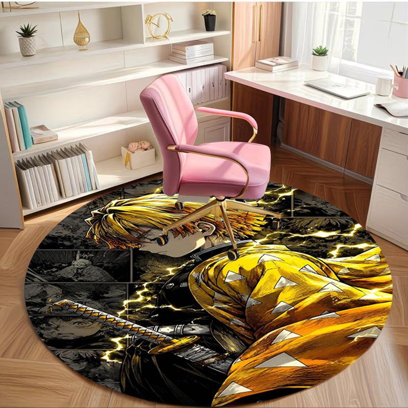 Demon Slayer Print Round Rug, Washable Floor Carpet, For Entryway Dorm Laundry Room Office Study, Home Decor Birthday Christmas Gift