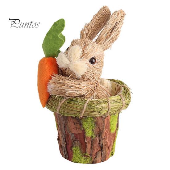 Статуэтка Пасхального кролика, праздничное украшение для рабочего стола, художественные поделки с изображением животных, соломенный кролик, кукла с морковкой, вечерние, сад, домашний декор