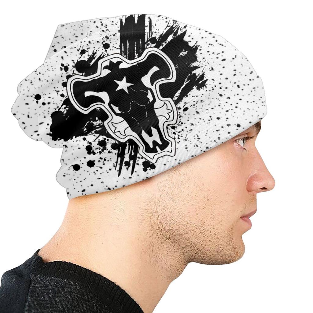 Черный клевер, черный бык, шапки с черепами, модные зимние теплые шапки унисекс, женская вязаная шапка унисекс для взрослых, шапки с капюшоном в стиле аниме манга