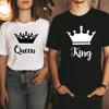 King Queen Crown Print Couple T Shirt Short Sleeve O Neck Women Loose Tshirt Fashion Lovers Tee Shirt Tops Clothes