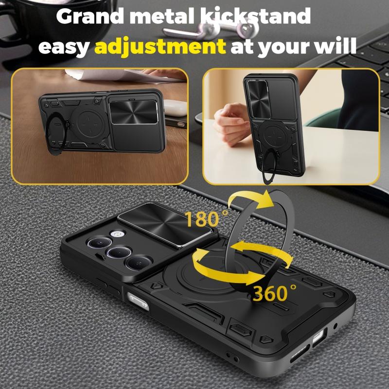 For Xiaomi Redmi 15 4G 171mm Case Slide Lens Protect Armor Shockproof Phone Case Coque For Redmi 15 4G 171mm Ring Holder Cover