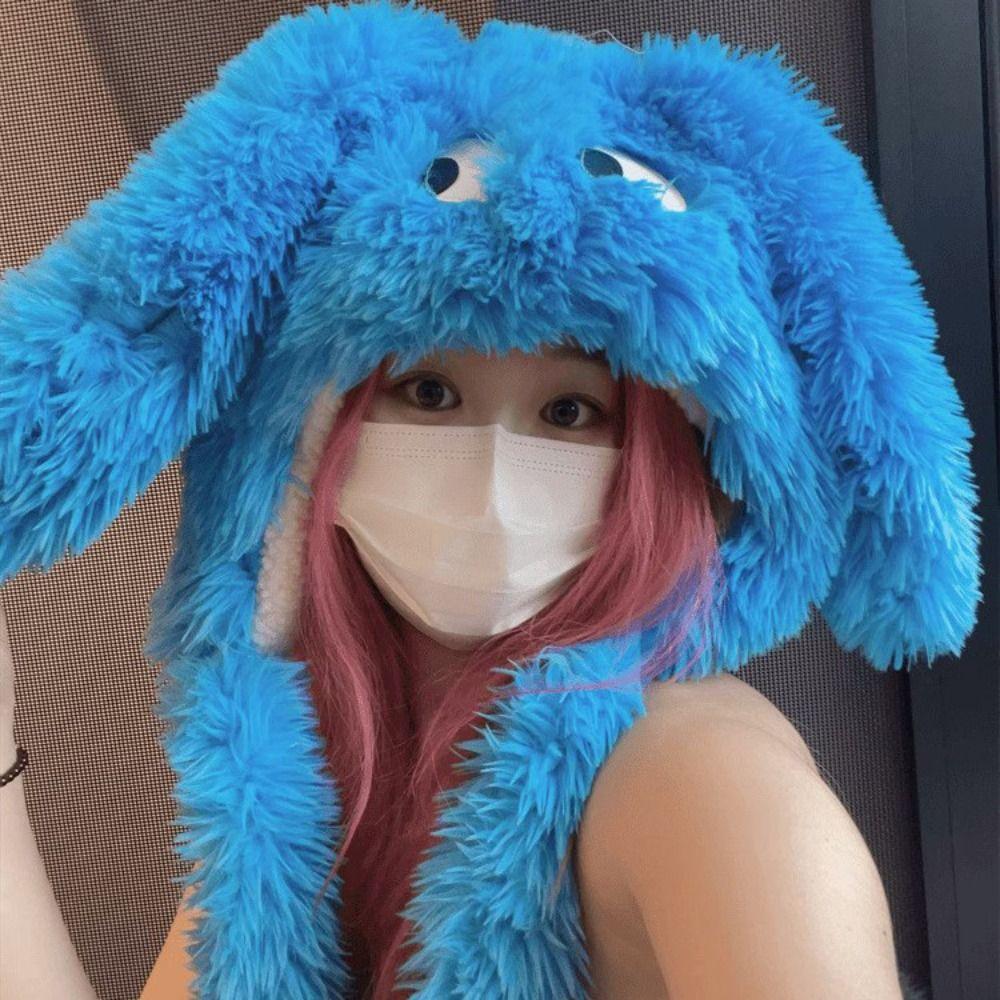 Шнуровка Длинная щенячья шапка Зимняя мультяшная шапка Мягкая плюшевая шапочка для взрослых