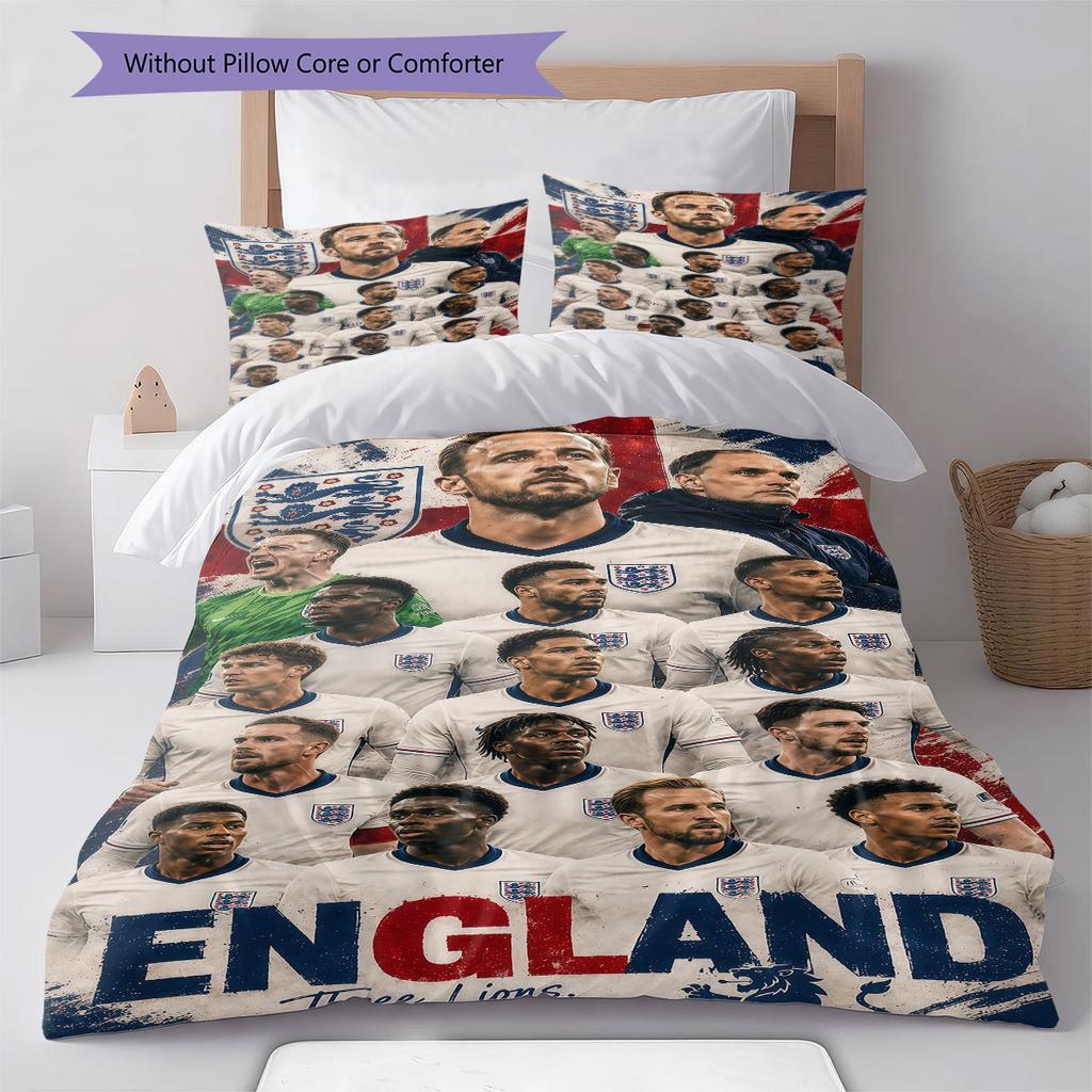 England National Football Team Pattern Bedding,Quilt Set Quilt Cover Pillowcase Home Birthday Gift(1 * duvet cover + 2 * pillowcase, without core)