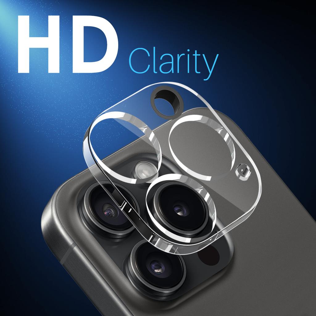 NORTHJO For iPhone 15 Pro/15 Pro Max Clear Camera Lens Protector Tempered Glass 3D Full Coverage