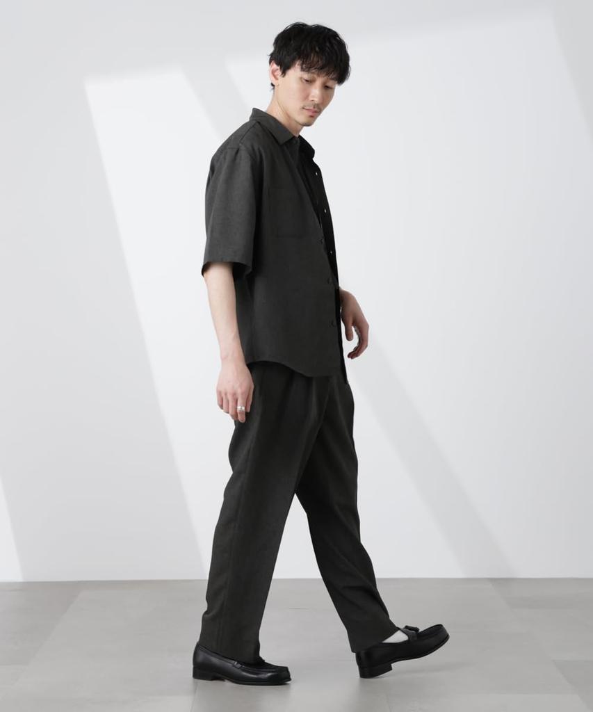 Брюки Nano Universe Tech Linen Relaxed Tuck Tapered, мужские, размер M, 023, угольный, 672-5127217