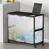 TTWO 3-Compartment Trash Can with Dust Cart and Garbage Bag Holder, Adjustable Height, Fits 20-45L Bags, Approx. 70cm W X 32.5cm D X 65cm H, Lid Inclu