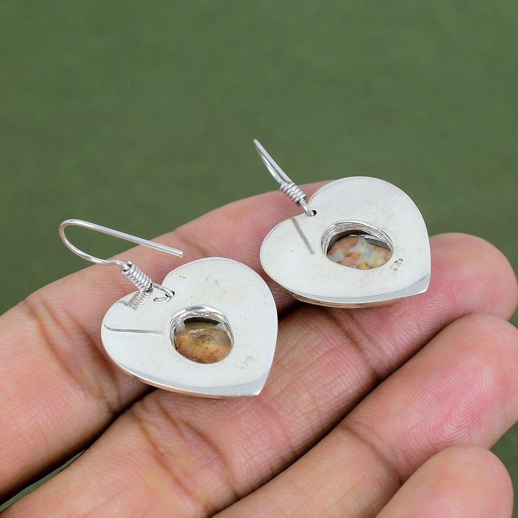 Серьга из яшмы Малигано Серьга из стерлингового серебра 925 пробы Элегантные украшения Серьга с драгоценным камнем ручной работы Серебряные украшения Свадебные подарки Серьга от дизайнера