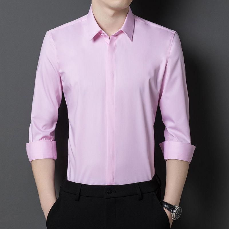 Мужская деловая рубашка большого размера, однотонный комбинезон с длинным рукавом