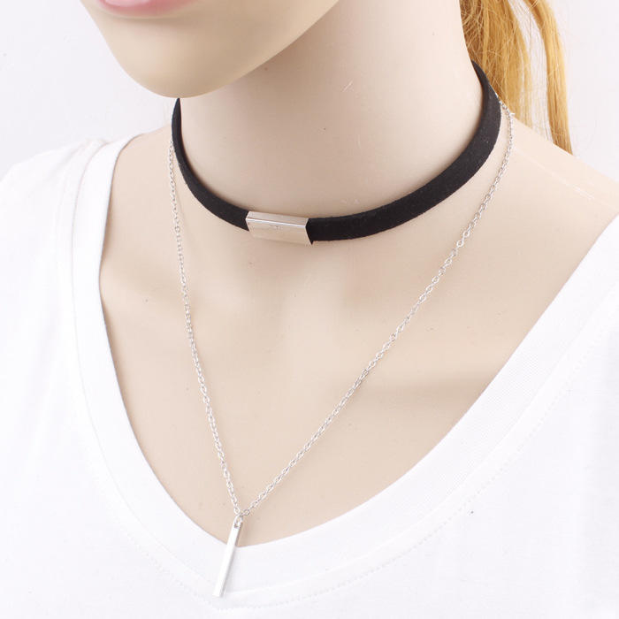 Бархатная цепочка-колье, ожерелье, подвеска из металлического стержня, ожерелья с воротником-нагрудником, женские модные украшения