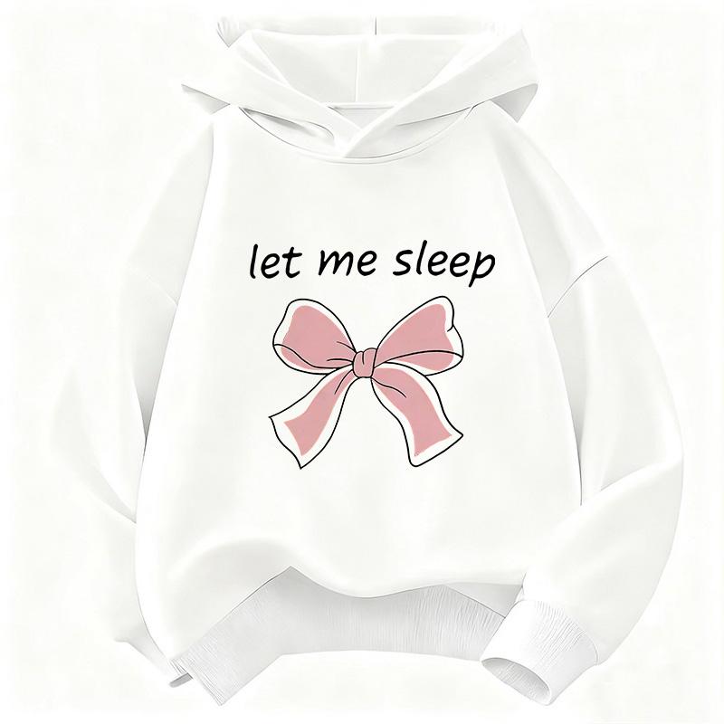 Let Me Sleep Kapuzenpullover mit Schleifen-Design für Kinder Kinder-Sweatshirt mit Kapuze für Jungen Mädchen Herbst Winter Freizeit-Kapuzenpullover