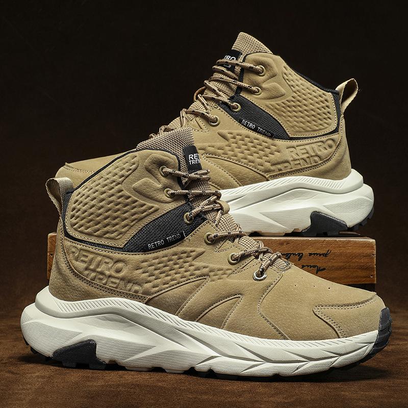 High-top Cross-country Sneakers Men Women Leather Outdoor Sport Shoes Winter Jogging Shoes Men Trail Walking Shoes Male Footwear