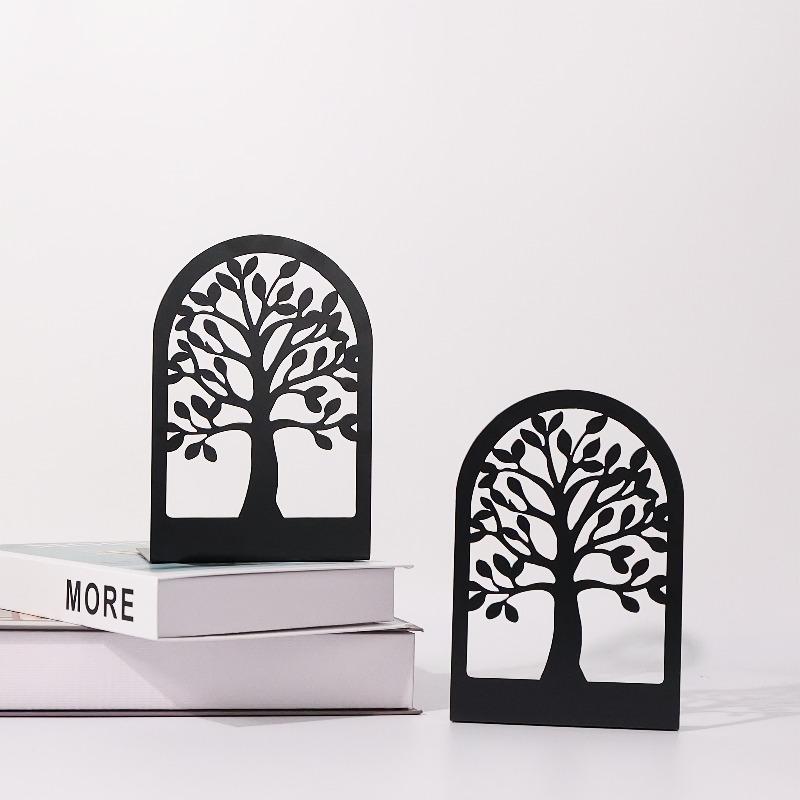 2PCS elegant metal bookends, heavy-duty bookshelf holder, suitable for desk decoration book display shelves, suitable for home office users, students