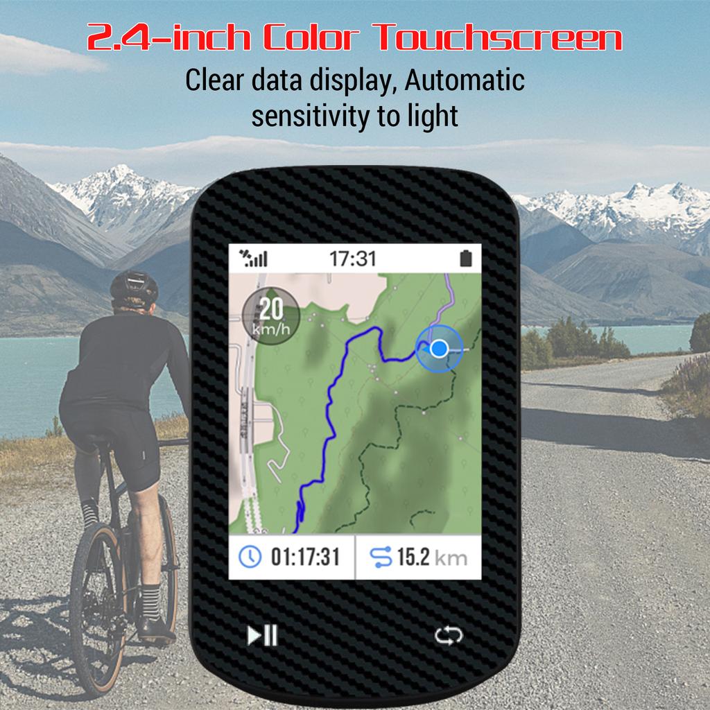 GPS Bike Computer Wireless Waterproof GLONASS ANT+ Sensor and BT Compatible Offline Maps Gyroscope 24 Hour Battery Life