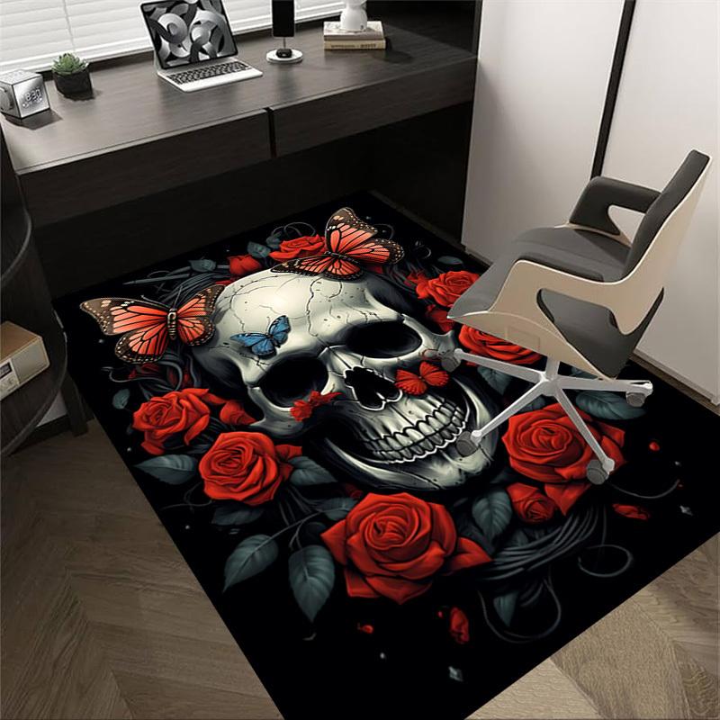 1PC skull butterflies Carpet Ultra Soft, Thick & Absorbent, Non Slip Machine Washable Mat for Entryway