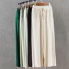 Women's 2024 High-Waist Lightweight Cotton and Linen Wide-Leg Pants - Casual Elastic Waist, Loose Fit Versatile Design
