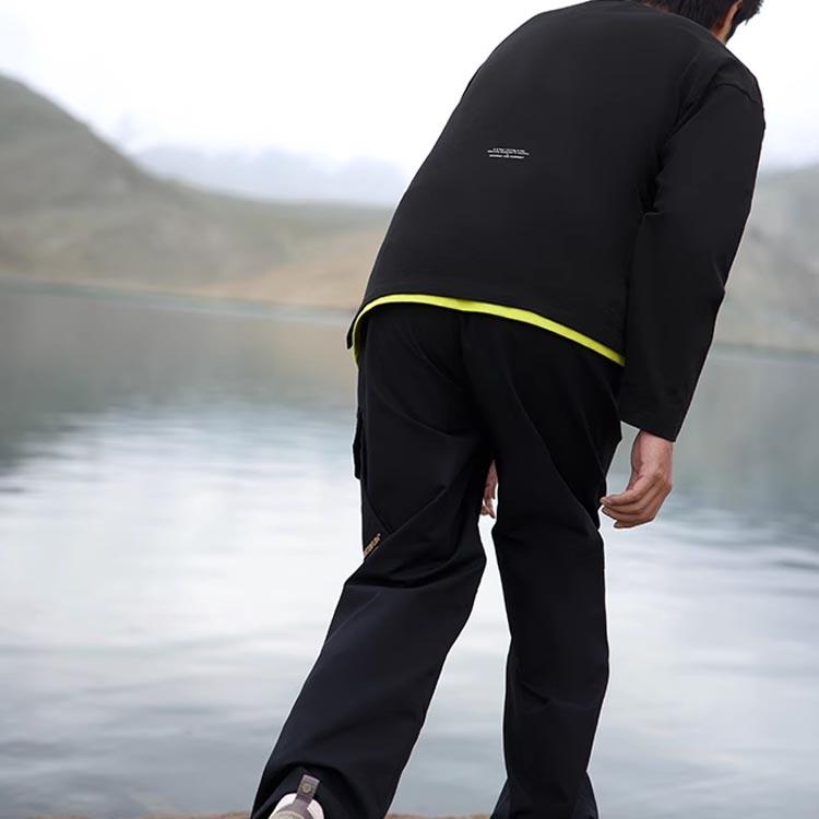 Футболка Li Ning CF Series с логотипом, круглым вырезом и длинным рукавом, мужские топы, черная ATLT119-2