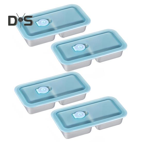 Контейнеры для закусок из нержавеющей стали, герметичные, с 2 отделениями, контейнеры для макания, многоразовые контейнеры для приправ с крышками, металлический ланч-бокс для закусок и соусов