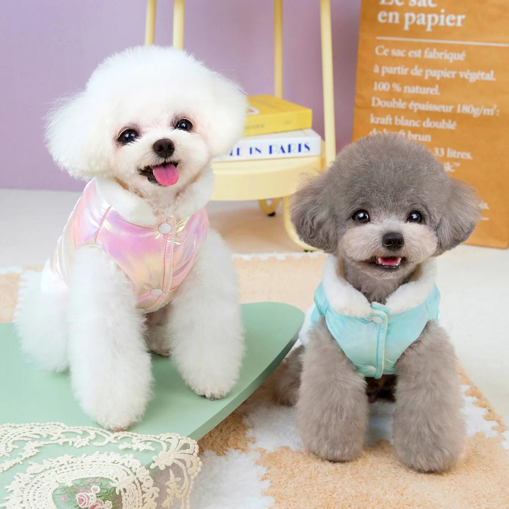 Осенне-зимняя одежда для собак, однотонная одежда из хлопка для собак, узорчатая одежда с пайетками, плюшевая одежда для маленьких и средних собак, одежда для щенков