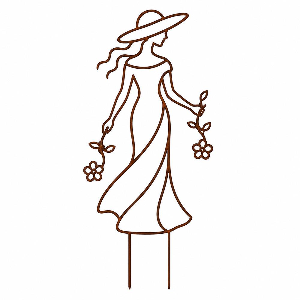 Elegant Women Silhouette Plant Trellis Metal Character Silhouette Plant Trellis Climbing Plants