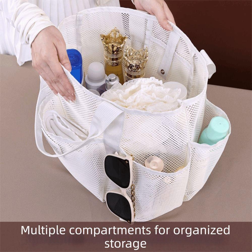Internal Compartments Large Beach Tote Bag Multi-level Zoning Mesh Shower Bag  Travel